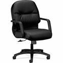 HON Pillow-Soft Chair - Black Seat Color - Leather Seat Material - Black Back Color - Leather Back Material - Black Frame Color - Mid Back - 5-star Base - Black - 1 Each