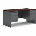 HON 38000 H38155 Pedestal Desk - 29.5" Height x 60" Width x 30" Depth - Total Drawer(s): 4 - Double Pedestal - Waterfall Edge - Finish: Charcoal - 1 Each