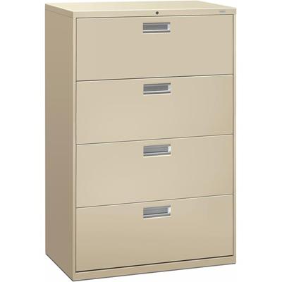 HON Brigade 600 H684 Lateral File - 53.3" Height x 36" Width x 18" Depth - Total Drawer(s): 4 - Finish: Putty - Lockable, Glide, Removable Lock, Heavy Duty, Interlocking - For File Storage, Workstation, Office, Desk - 1 Each