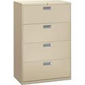 HON Brigade 600 H684 Lateral File - 53.3" Height x 36" Width x 18" Depth - Total Drawer(s): 4 - Finish: Putty - Lockable, Glide, Removable Lock, Heavy Duty, Interlocking - For File Storage, Workstation, Office, Desk - 1 Each