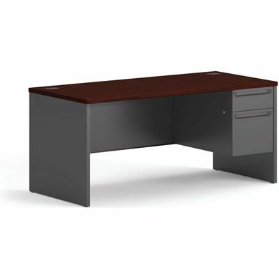 HON 38000 H38291R Pedestal Desk - 29.5" Height x 66" Width x 30" Depth - Total Drawer(s): 2Right Side - Waterfall Edge - Finish: Charcoal - 1 Each