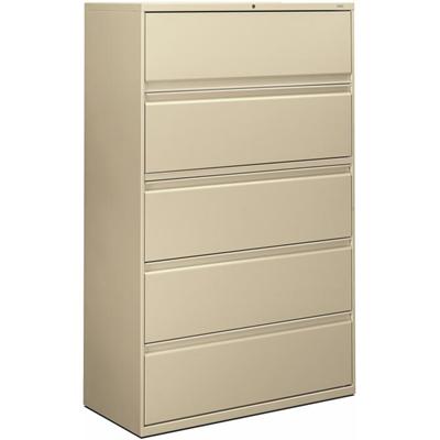 HON Brigade 800 H895 Lateral File - 64.3" Height x 42" Width x 18" Depth - Total Drawer(s): 5 - Finish: Putty - Radius Pull, Lockable, Glide, Removable Lock, Heavy Duty - For File Storage, Workstation, Desk, Office - 1 Each