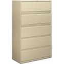 HON Brigade 800 H895 Lateral File - 64.3" Height x 42" Width x 18" Depth - Total Drawer(s): 5 - Finish: Putty - Radius Pull, Lockable, Glide, Removable Lock, Heavy Duty - For File Storage, Workstation, Desk, Office - 1 Each