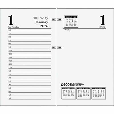 House of Doolittle No.17-Base Economy Calendar Refills - Julian Dates - Daily - 12 Month - January 2026 to December 2026 - 7:00 AM to 5:00 PM - Half-hourly - 1 Day Single Page Layout - 1 Day Double Page Layout - 3 1/2" x 6" Sheet Size - Desktop - Whi