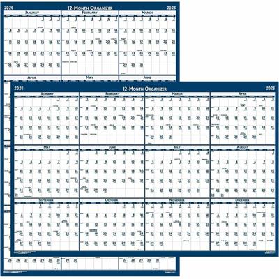 House of Doolittle Recycled Laminated Reversible Planner - Professional - Julian Dates - Yearly - 12 Month - January 2026 to December 2026 - 24" x 37" Sheet Size - Blue/Gray Sheet - 1.25" x 1.63" , 1.38" Block - Blue, Gray - Paper - Laminated - 1 Eac
