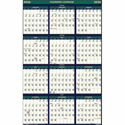 House of Doolittle Nonlaminated Reversible Planner - Julian Dates - Yearly - 12 Month - July 2025 to June 2026 - 24" x 37" Sheet Size - 1.50" x 1" Block - 1 Each