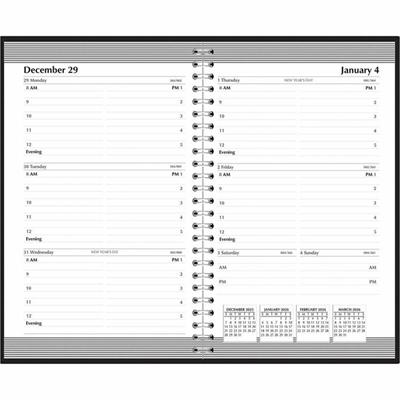 House of Doolittle Horizontal Format Recycled Weekly Planner - Julian Dates - Weekly - 12 Month - January 2026 to December 2026 - 8:00 AM to 5:00 PM - Half-hourly - 1 Week Double Page Layout - 5" x 8" Sheet Size - Wire Bound - Paper, Simulated Leathe