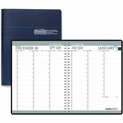 House of Doolittle Blue Professional Weekly Planner - Julian Dates - Weekly - 1 Year - January 2026 to December 2026 - 7:00 AM to 8:45 PM - Quarter-hourly - 1 Week Double Page Layout - 8 1/2" x 11" Sheet Size - Simulated Leather, Paper - Blue Cover -