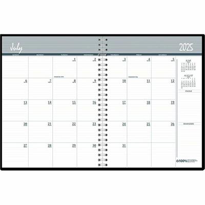 House of Doolittle 14-month Academic Monthly Planner - Academic - Julian Dates - Monthly - 14 Month - July 2025 to August 2026 - 1 Month Double Page Layout - 8 1/2" x 11" Sheet Size - 2.13" x 1.88" Block - Wire Bound - Simulated Leather - Black Cover