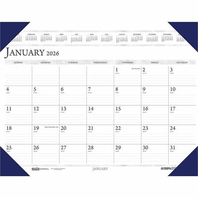House of Doolittle Eco-friendly Executive Calendar Desk Pad - Julian Dates - Monthly - 1 Year - January 2026 to December 2026 - 1 Month Single Page Layout - 24" x 19" Sheet Size - 2.38" x 3.38" Block - Desk Pad - Multi - Paper, Leatherette - Holder -