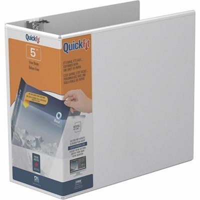 QuickFit View Binder, 3-Ring Binder, Angle D Ring, 5 Inch, White - 5" Binder Capacity - 8 1/2" x 11" Sheet Size - 1000 Sheet Capacity - 3 x 5" Ring(s) - Fastener(s): D-Ring - Polypropylene - White - Recycled - Locking Ring, Heavy Duty - 1 Each