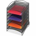 Safco 6-Compartment Mesh Desktop Organizer - 6 Compartment(s) - Compartment Size : 1.75" x 9.50" x 12.25" - 15.25" Height x 10.25" Width x 12.75" Depth - Desktop - Stackable - Powder Coated - Black - Steel - 1 Each