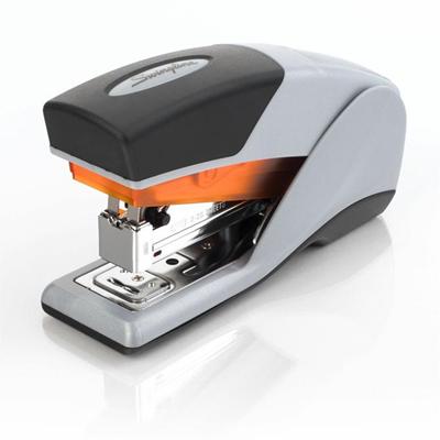 Swingline Optima 25 Compact Reduced Effort Stapler - Staples Upto 25 Sheet of 20lb Paper - Holds Upto 105 Staple - Half Strip - Staple Size: 0.25" - Gray, Black, Orange - Plastic, Metal - 1 Each