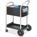 Safco Scoot Mail Cart - 2 Shelf - 300 lb Load Capacity - 4 Casters - 3" , 8" Caster Size - Steel - 22" Width x 27" Depth x 40.50" Height - Black, Silver - 1 Each