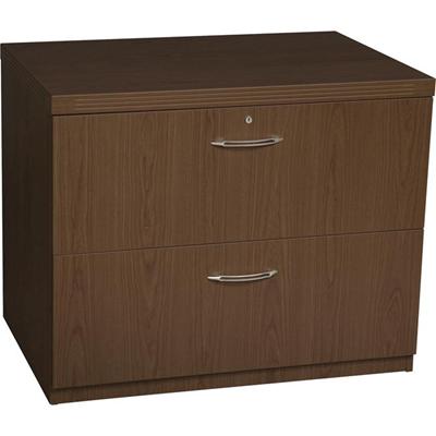 Safco Aberdeen Series Lateral File - 2-Drawer - 29.5" Height x 36" Width x 24" Depth - Total Drawer(s): 2 - Fluted Edge - Material: Particleboard, Veneer - Finish: Laminate, Mocha - Abrasion Resistant, Stain Resistant, Cord Management, Modesty Panel,