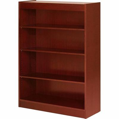 Lorell Panel End Hardwood Veneer Bookcase - 48" Height x 36" Width x 12" Depth x 0.8" Thickness - 4 Shelve(s) - 3 Adjustable Shelf(ves) - Material: Veneer - Finish: Cherry - 1 Each