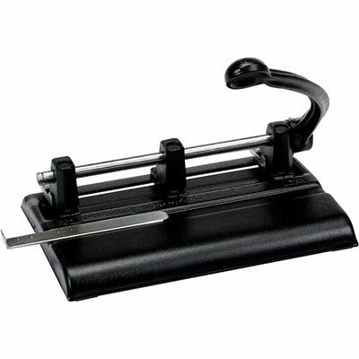 Master Products Power Handle 2/3-hole Paper Punch - 3 Punch Head(s) - 40 Sheet of 20lb Paper - 13/32" Punch Size - 10.9" Width x 7.5" Depth x 11.1" Height - Black
