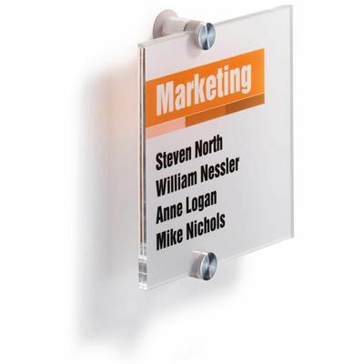 DURABLE Crystal Standoff Interior Wall Sign - 5.9" Width x 5.9" Height x 0.9" Depth - Square Shape - Wall Mountable - Indoor - Acrylic - Clear - 1 Each