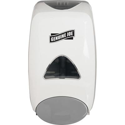 Genuine Joe 1250 ml Foam Soap Dispenser - Manual - 1.32 quart Capacity - Site Window, Soft Push, Sanitary-sealed, Refillable - White - 1 Each