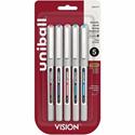 uniball™ Vision Rollerball Pens - 0.7 mm Fine Pen Point - Red, Brilliant Blue, Evergreen, Pink, Purple Ink - 5 / Pack