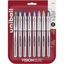 uniball™ Vision Elite Rollerball Pens - 0.8 mm Bold Pen Point - Refillable - Retractable - Assorted Ink - Gel-based - Tungsten Carbide Tip - 8 / Pack