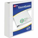 Avery&reg; TouchGuard View 3 Ring Binder - 2" Binder Capacity - Letter - 8 1/2" x 11" Sheet Size - 530 Sheet Capacity - 530 x 2" Ring(s) - Fastener(s): Slant Ring - Pocket(s): 4, Internal - Polypropylene - White - Adhesive, Antimicrobial, Durable, He