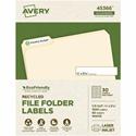 Avery&reg; EcoFriendly File Folder Label - 21/32" Width x 3 7/16" Length - Permanent Adhesive - Rectangle - Inkjet, Laser - Matte White - Matte - Paper - Recyclable, PVC-free, Permanent Adhesive, Chlorine-free, Curl Resistant, Peel & Stick, Customiza