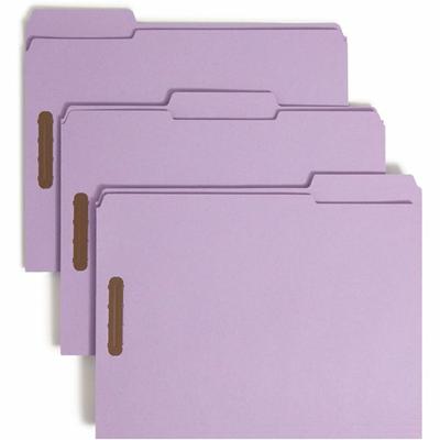 Smead 1/3 Tab Cut Letter Recycled Fastener Folder - 8 1/2" x 11" - 3/4" Expansion - 2 x 2K Fastener(s) - 2" Fastener Capacity - Top Tab Location - Assorted Tab Position - 11 pt. - 2 Plys - Lavender - 10% Recycled - 50 / Box