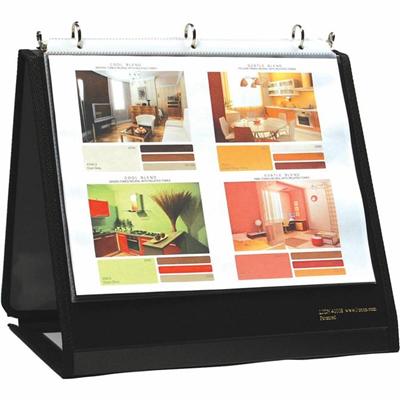 Lion Insta-Cover Round Ring Easel Binder - 1 1/2" Binder Capacity - Letter - 8 1/2" x 11" Sheet Size - 3 Ring(s) - Fastener(s): Round Ring - Pocket(s): 80 - Horizontal Orientation - Black - Recycled - Label Holder, Reinforced Sewn Edge, Business Card