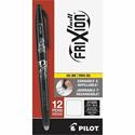 FriXion Gel Pens - 0.7 mm Fine Pen Point - Erasable - Black Ink - Gel-based - Black Barrel - Document, Writing - 1 Dozen