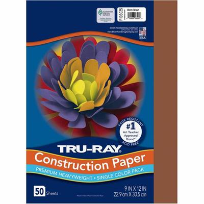 Tru-Ray Construction Paper - 12" Width x 9" Length - Brown - Sulphite - 1 Pack