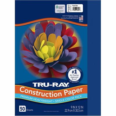 Tru-Ray Heavyweight Construction Paper - 12" Width x 9" Length - Royal Blue - Sulphite - 1 Pack