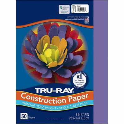 Tru-Ray Heavyweight Construction Paper - 0.50" Height x 12" Width x 9" Length - Violet - Sulphite - 1 Pack