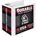 Samsill Durable View Binder - 6" Binder Capacity - Letter - 8 1/2" x 11" Sheet Size - 1225 Sheet Capacity - Fastener(s): D-Ring - Pocket(s): 2, Internal - Chipboard, Polypropylene - White - 2.73 lb - Recycled - Non-stick, Locking Ring, Heavy Duty, Cl