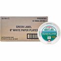 Green Label 6" Green Label Economy Paper Plates - Microwave Safe - 6" Diameter - White - Paper Body - 100/Bag - 10 / Carton