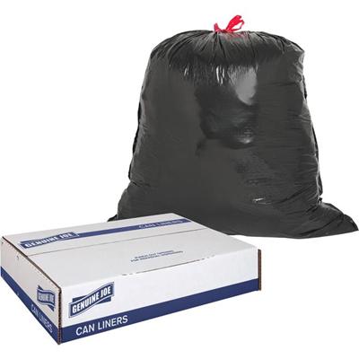 Genuine Joe Flexible Drawstring Trash Can Liners - Medium Size - 30 gal Capacity - 32" Length x 30" Width x 1.05 mil (27 Micron) Thickness - Low Density - Drawstring Closure - Black - Resin - 42/Box - 1 Carton