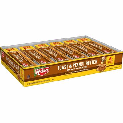 Keebler Toast and Peanut Butter Sandwich Crackers - Individually Wrapped - Peanut Butter, Toast and Peanut Butter - 1.80 oz - 12 / Box