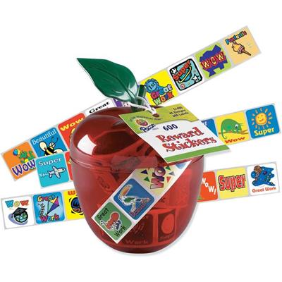 Pacon Plastic Apple Reward Stickers - 1" Height x 1" Width x 4" Length - Red - Plastic - 1 Pack
