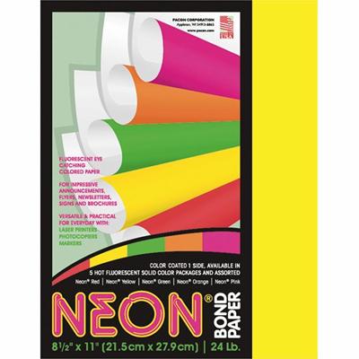 Pacon Neon Multipurpose Paper - Yellow - Letter - 8 1/2" x 11" - 24 lb Basis Weight - Sustainable Forestry Initiative (SFI) - Neon Yellow - 1 Pack