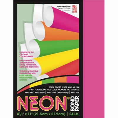 Pacon Neon Multipurpose Paper - Pink - Letter - 8 1/2" x 11" - 24 lb Basis Weight - Sustainable Forestry Initiative (SFI) - Neon Pink - 1 Pack