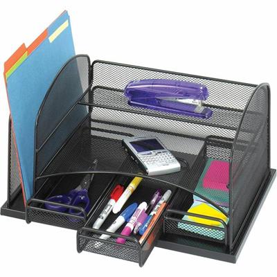 Safco Onyx 3-Drawer Desktop Organizer - 3 Drawer(s) - 16" Height x 11.38" Width x 8" Depth - Powder Coated - Black - Steel - 1 Each