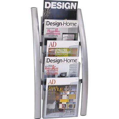 Alba 5-Pocket Wall Literature Rack - 5 Pocket(s) - 27.50" Height x 4.33" Width x 13" Depth - Silver - Metal, Acrylic - 1 Each