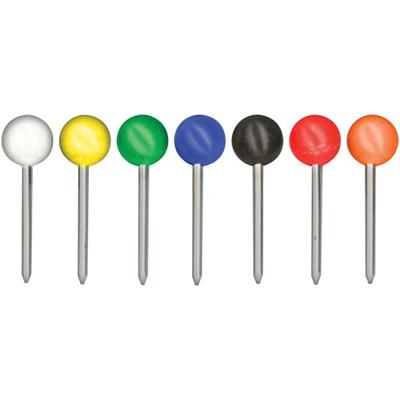 Gem Office Products Round Head Map Tacks - 0.18" Head - 0.4" Length - Assorted - 1 Box