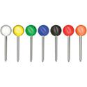 Gem Office Products Round Head Map Tacks - 0.18" Head - 0.4" Length - Assorted - 1 Box