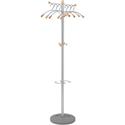 Alba Coat Tree Costumer - 4 Hooks - 6 Hangers - 2 Pegs - 68.5" Height x 19.3" Width - for Garment - Wood, Metal - Chrome - 1 Each