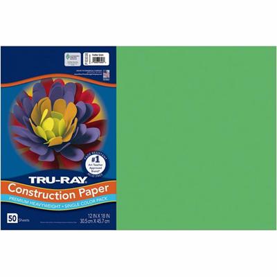 Tru-Ray Heavyweight Construction Paper - Art, Drawing - 18" Width x 12" Length - Festive Green - Sulphite - 1 Pack