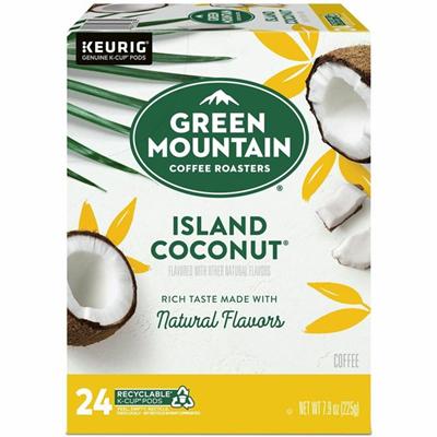 Green Mountain Coffee K-Cup, Pod Island Coconut Keurig Single-Serve K-Cup Pods, Light Roast Coffee, 24 Count - Compatible with Keurig Brewer - Regular - Light - K-Cup, Pod - Kosher - 24 / Box