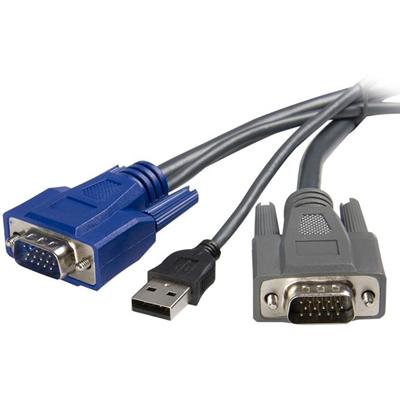 StarTech.com 6 ft Ultra-Thin USB VGA 2-in-1 KVM Cable - 6 ft USB/VGA KVM Cable for Keyboard/Mouse, KVM Switch, Video Device, PC, Computer - First End: 1 x 15-pin HD-15 - Male - Second End: 1 x 15-pin HD-15 - Male, 1 x 4-pin USB Type A - Male - Black 