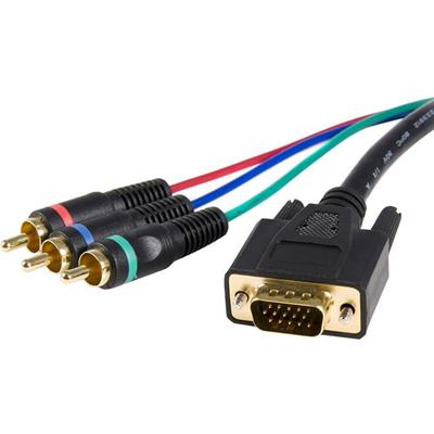 StarTech.com Cable Adapter - RCA Breakout - HD15 (m) - Component (f) - 3 ft - 3 ft RCA/VGA Video Cable for Video Device, Monitor - First End: 1 x 15-pin HD-15 - Male - Second End: 3 x Component Video - Male - Black - 1 Each