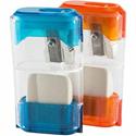 Baumgartens Trap Door with Eraser Pencil Sharpener Single Hole ASSORTED Colors (19550) - Handheld - 1 Hole(s) - 2.6" Height x 1" Width - Plastic - Assorted - 1 Each